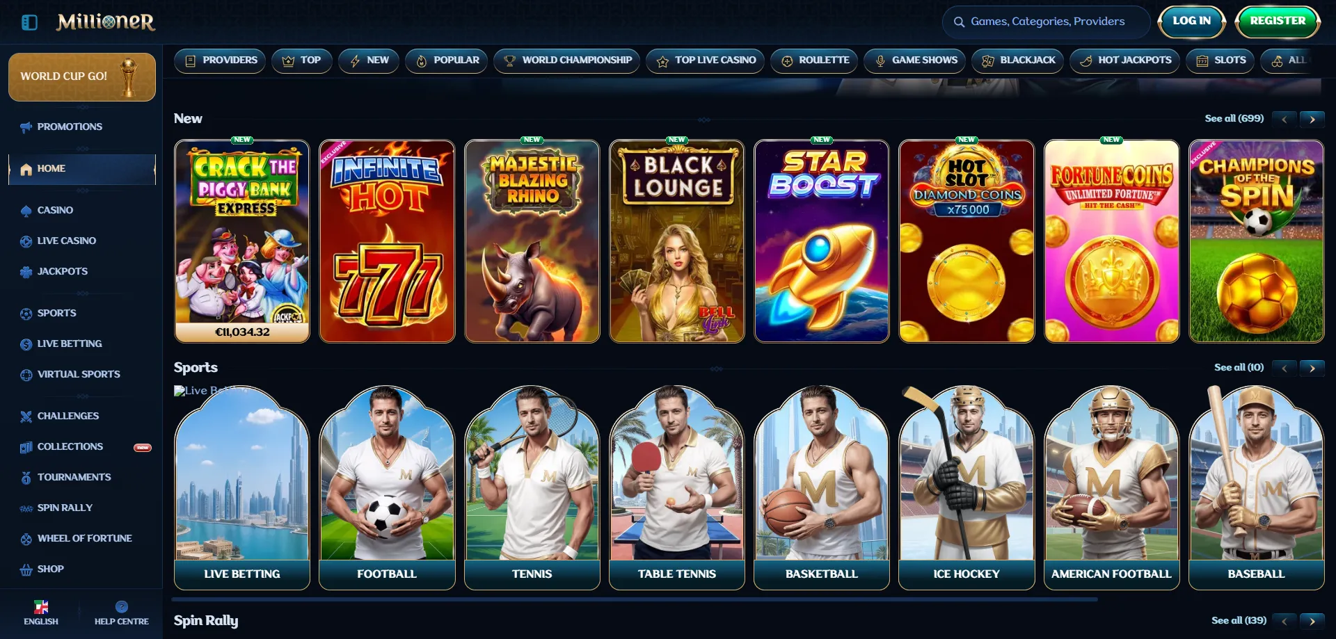 Catalogo slot e giochi live Millioner Casino migliori titoli 2025